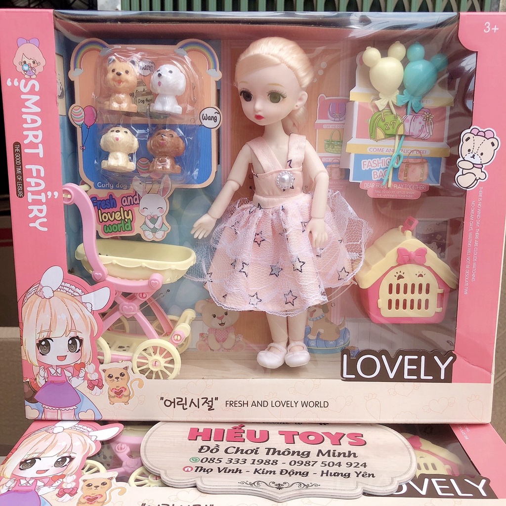Búp Bê 22cm Kèm Phụ Kiện Thú Cưng Xe Đẩy Đáng Yêu Đồ Chơi Cho Bé Gái Từ 2 Đến 6 Tuổi Hiếu Toys