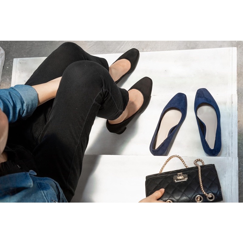 Giày cao gót nữ 5 phân mũi vuông gót vuông chất liệu xi lộn phong cách thời trang Annmodels _A892XL
