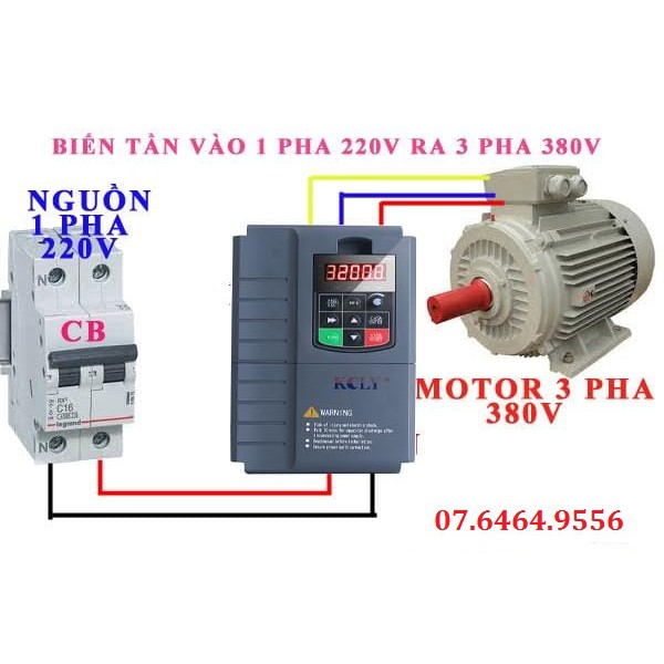 BIẾN TẦN VÀO 1 PHA 220V RA 3 PHA 380V KCLY 11kw, 15kw