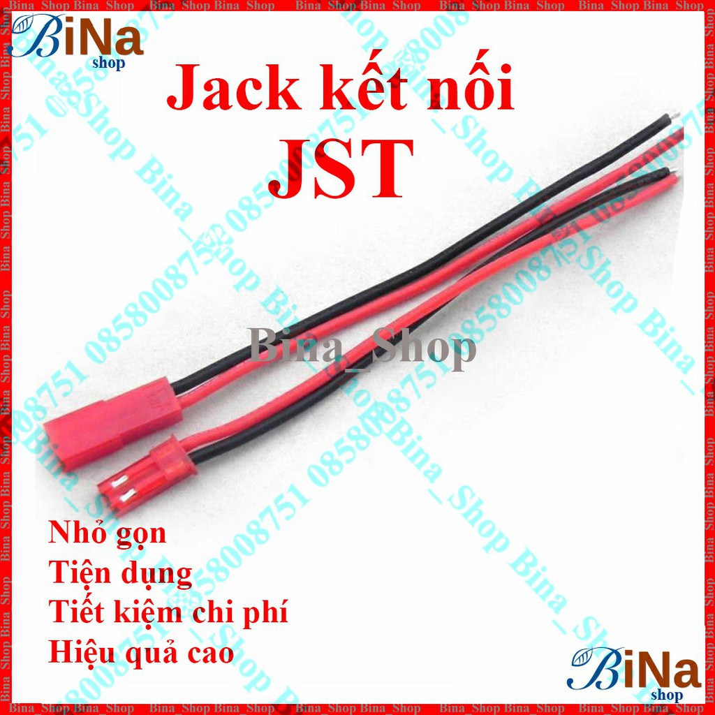 [10 cặp] Cáp JST 2P đực cái 10cm/15cm Cáp sạc JST đỏ