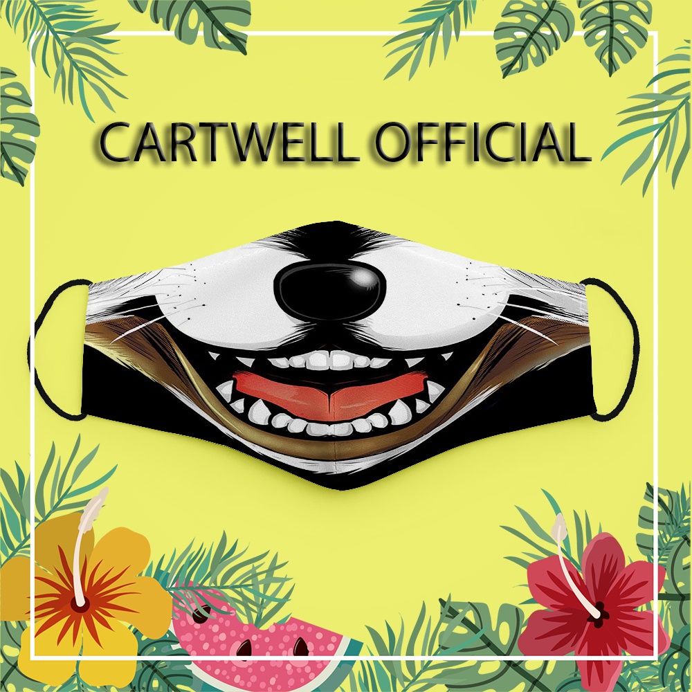 Khẩu trang thú cưng đáng yêu cho bé vui nhộn cute hoạt hình Hình Vẽ DRAWN CARTWELL ngăn bụi mịn dây đeo mềm chất liệu vả