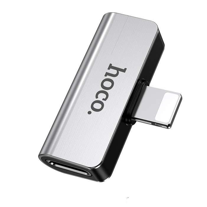 Jack Chia Cổng Lightning Sang 3.5mm 1 Ra 2 Chính Hãng Hoco LS25