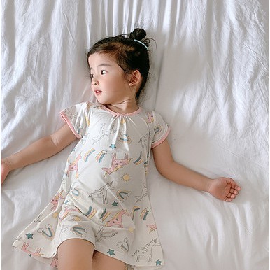 Đầm Ngủ In Hoạt Hình Dễ Thương Cho Bé Gái