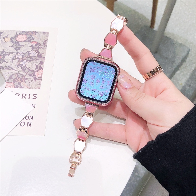 Sang Trọng Dây Đeo Đồng Hồ Bằng Kim Loại Cao Cấp Cho iWatch Series 7 6 SE 5 4 3 2 38mm 40mm 41mm 42mm 44mm 45mm