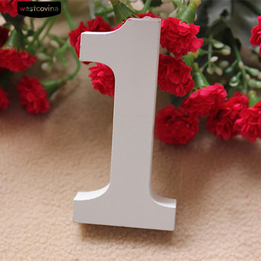 Phụ Kiện Chữ Số Bằng Gỗ Từ 0-9 Màu Trắng Cho Trang Trí