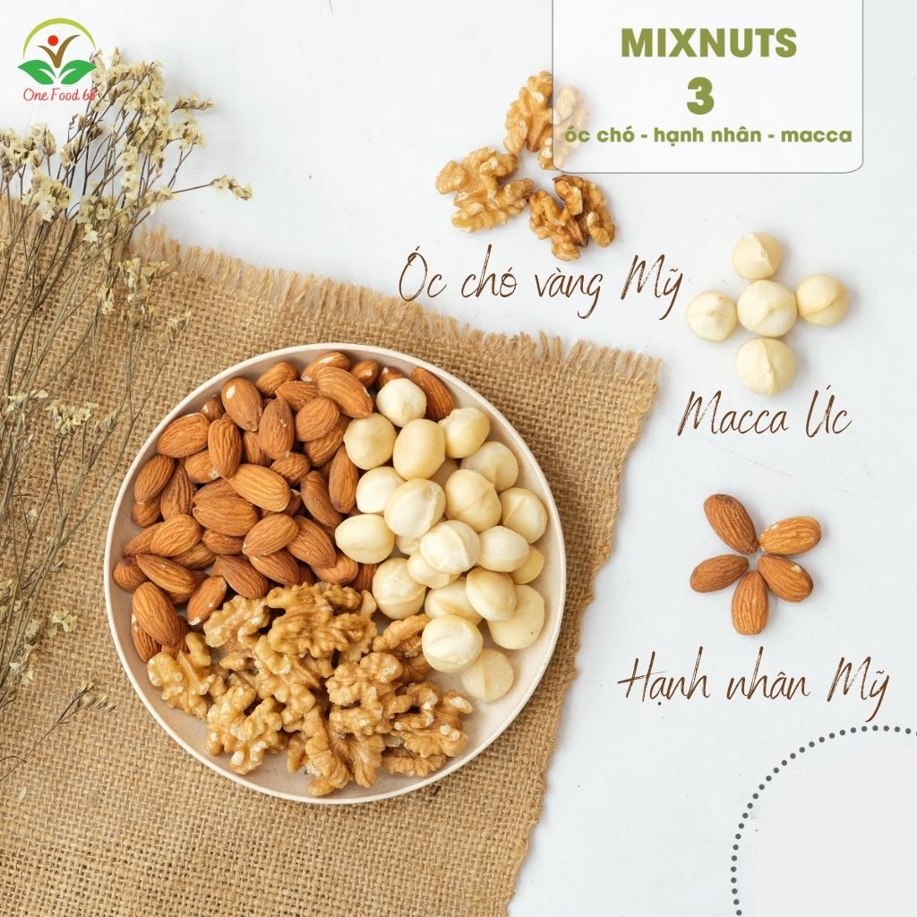 Hạt Dinh Dưỡng Mix 3 Loại Hạt Cao Cấp Siêu Hạt Gồm Hạt Macca, Hạnh Nhân Óc Chó Vàng, Ngũ Cốc Bà Bầu, Giảm Cân Onefood68