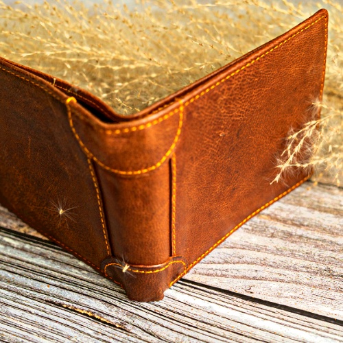 Ví da cao cấp nam, bóp nam da bò kiểu dáng đứng.