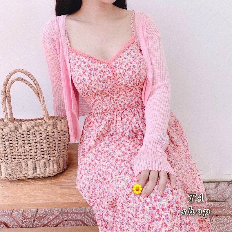 Áo khoác len mỏng cardigan 1 khuy dáng ngắn đáng yêu và dễ phối đồ