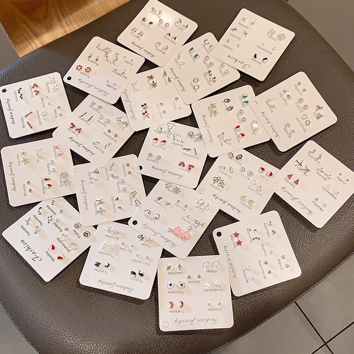 Bộ khuyên tai đính đá kiểu Hàn Quốc dành cho nữ