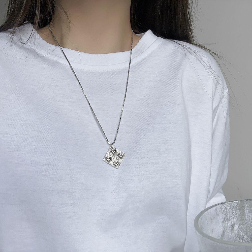 Vòng cổ Bằng Thép Titan Mặt Hình Học Đơn Giản Phong Cách Hàn Quốc Cho Cặp Đôi