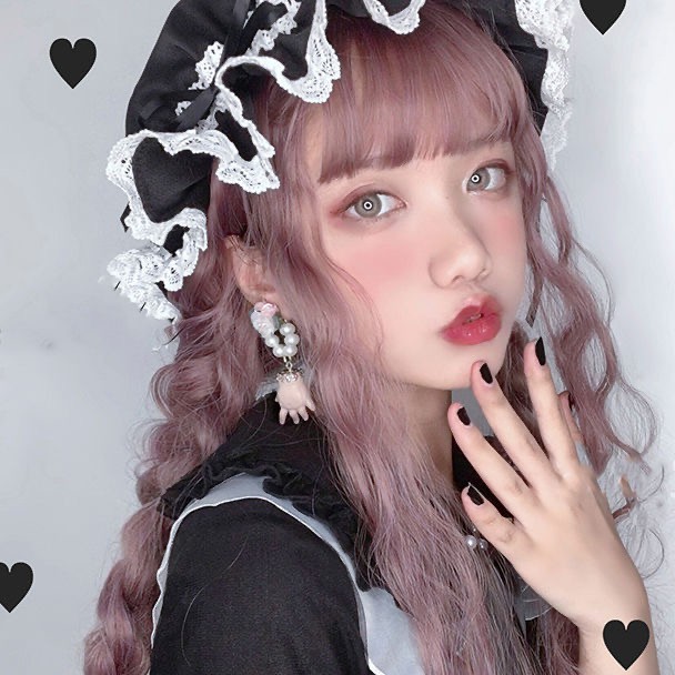 Bộ Tóc Giả Nữ Xoăn Dài Màu Hồng Tím Cá Tính