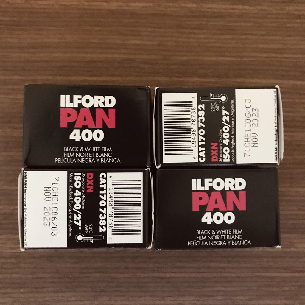 Film giá rẻ Ilford Pan 400 (BW) , 36 kiểu, date 2023, film 135, 35mm