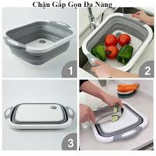 Chậu,thớt gấp gọn thông minh có nút xả nước như chậu rửa