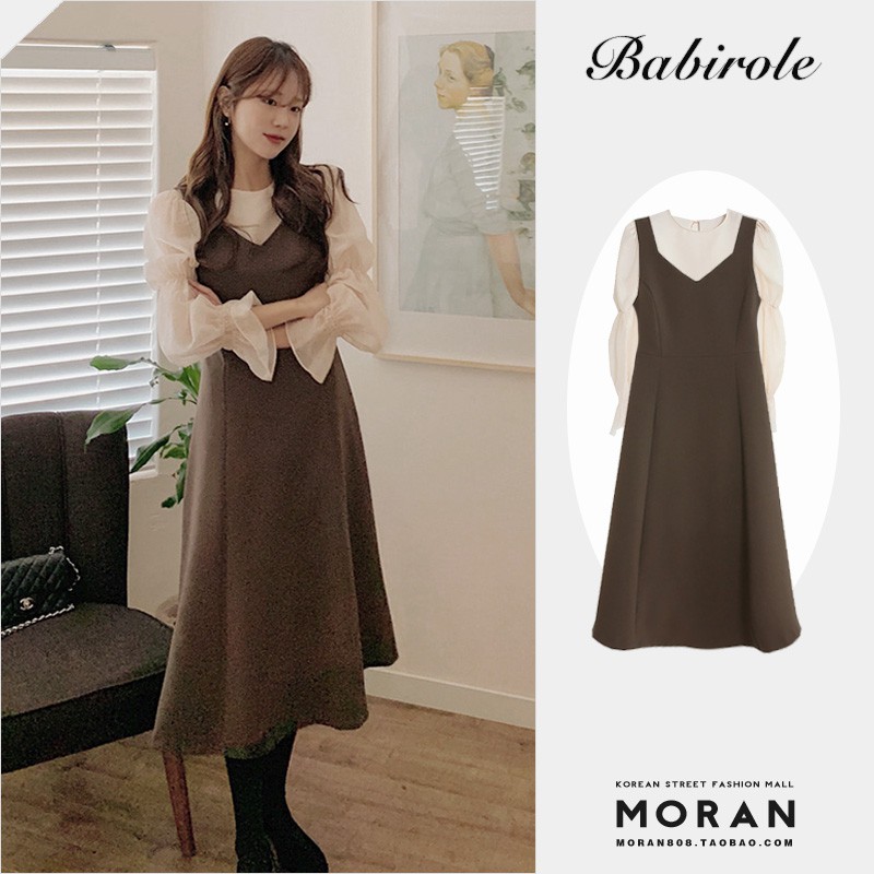 (ORDER) Váy yếm MORAN cổ V xòe dài vintage kiểu Pháp điệu đà tiểu thư