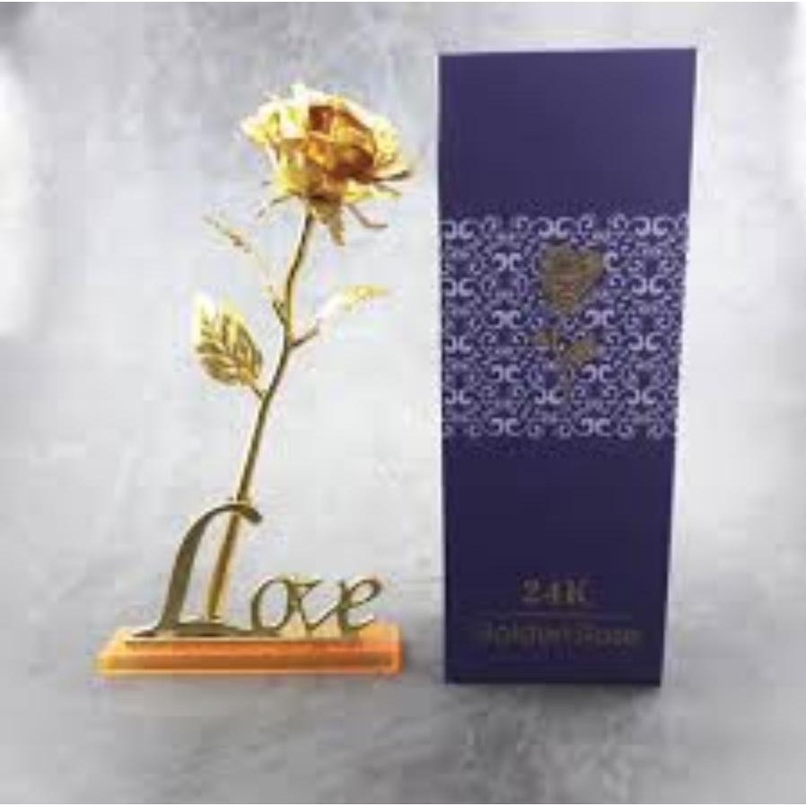 Hoa hồng mạ vàng 24K có đế bông màu vàng