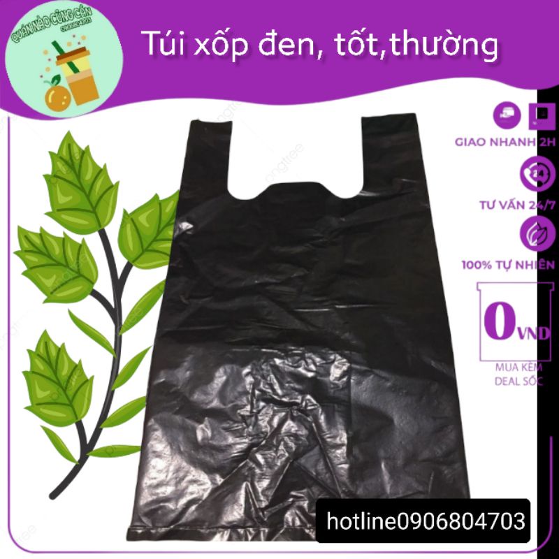 Bịch Nilon, Bọc Nilon Quai Xách Màu Đen Dẻo Dai Đựng Rác, Đóng Hàng Nhiều Size - 1Kg - Quán Nào Cũng Cần