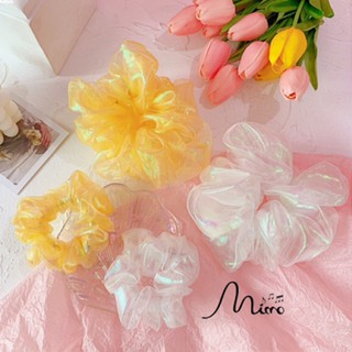 Dây cột tóc buộc tóc vải Scrunchies ánh hologram bồng bềnh bản nhỏ và bản to