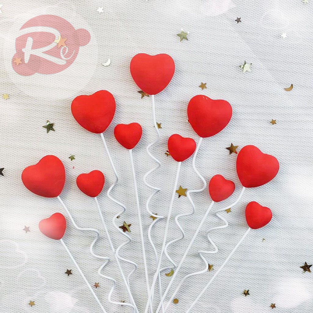 [SIÊU RẺ❤️] – Set 5 tim nhựa - Trang trí bánh sinh nhật bánh kem