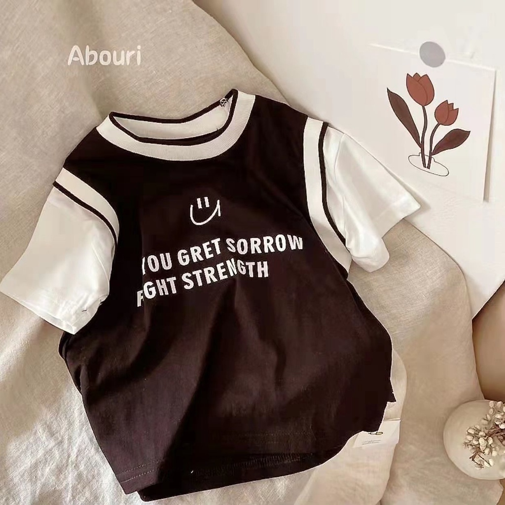 [Hàng Sẵn Sàng!!]Áo Sơ Mi Tay Ngắn Kẻ Sọc Thời Trang Cho Bé TraiÁo Thun Tay Ngắn Giả Hai Lớp Họa Tiết Kẻ Sọc Thời Trang Mùa Hè Phong Cách Hàn Quốc Cho Bé Trai