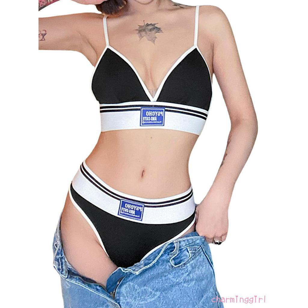 Set Đồ Lót 2 Mảnh Thêu Chữ Thời Trang Cho Nữ