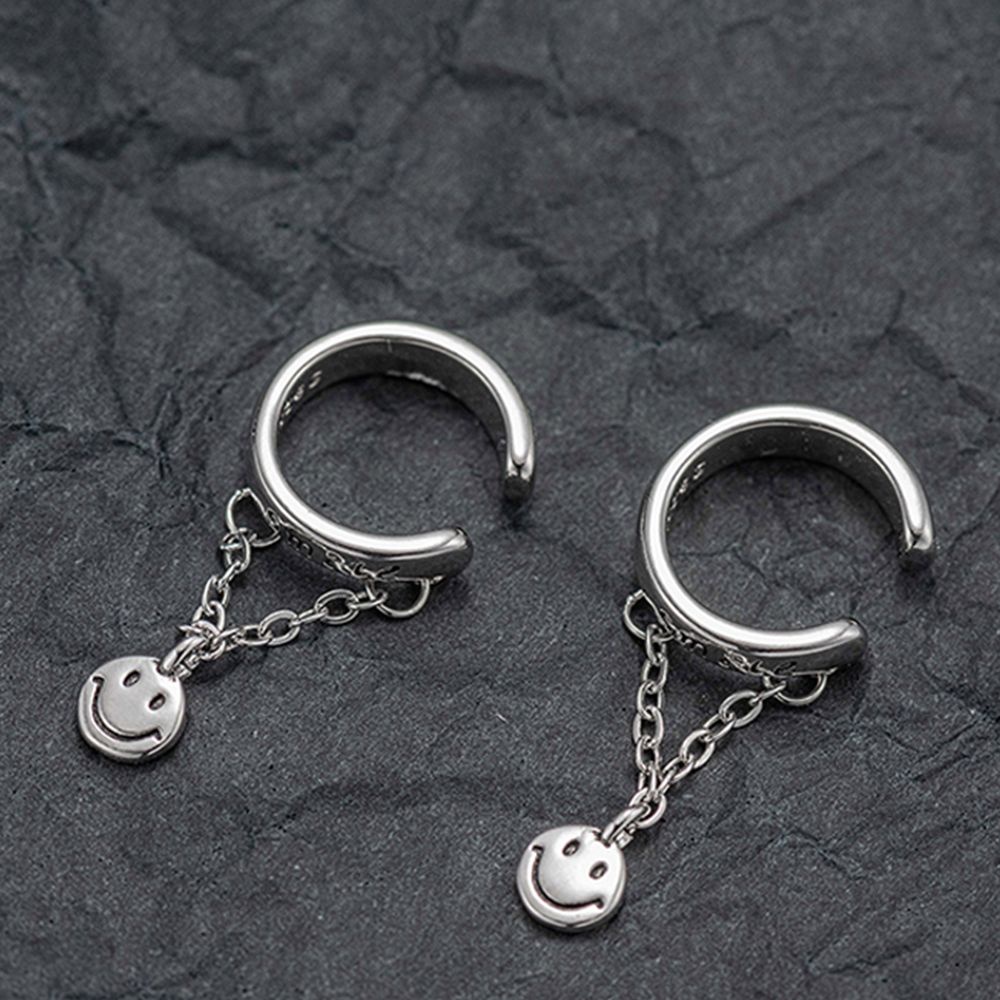 Khuyên tai dạng kẹp hình mặt cười bằng đồng phong cách Hàn Quốc thời trang cá tính cho nữ