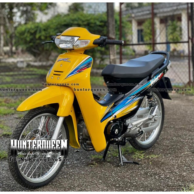 Tem rời dán xe WAVE độ siêu lôi cuốn. Decal vàng xanh nổi bật. Chống nước, bền màu