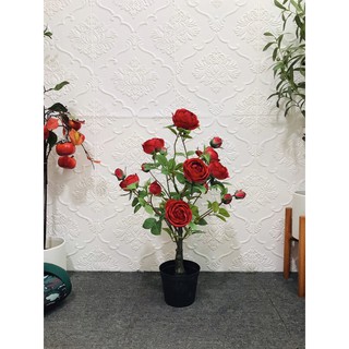 Cây hoa hồng đỏ - cây giả decor