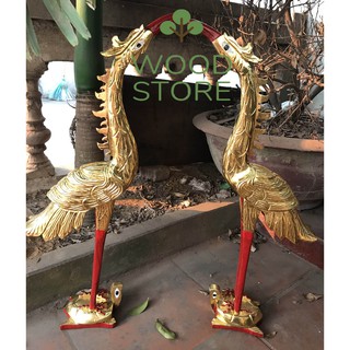 Hạc thờ gia tiên-Hạc thờ gỗ mít-Hạc bàn thờ cao 61cm và 81cm
