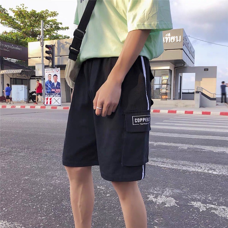 Quần short kaki unisex thêu form chuẩn
