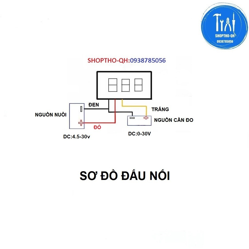 Vôn kế điện tử màn hình hiển thị LED thang đo 0V-30V tiện dụng chất lượng cao