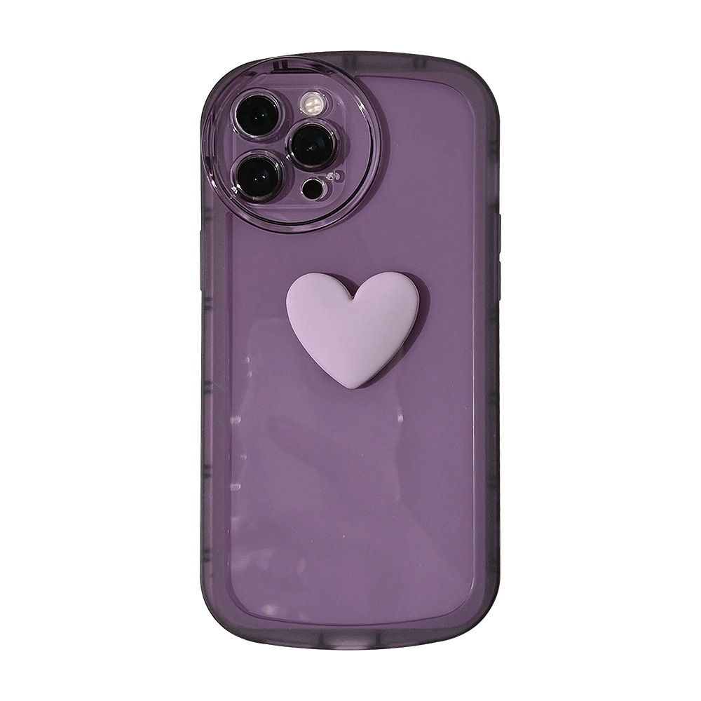 Ốp Điện Thoại Trong Suốt Họa Tiết Trái Tim 3d Màu Trơn Cho iphone 7 8 plus x xr xs 11 12 13 14 15 pro max se 2020