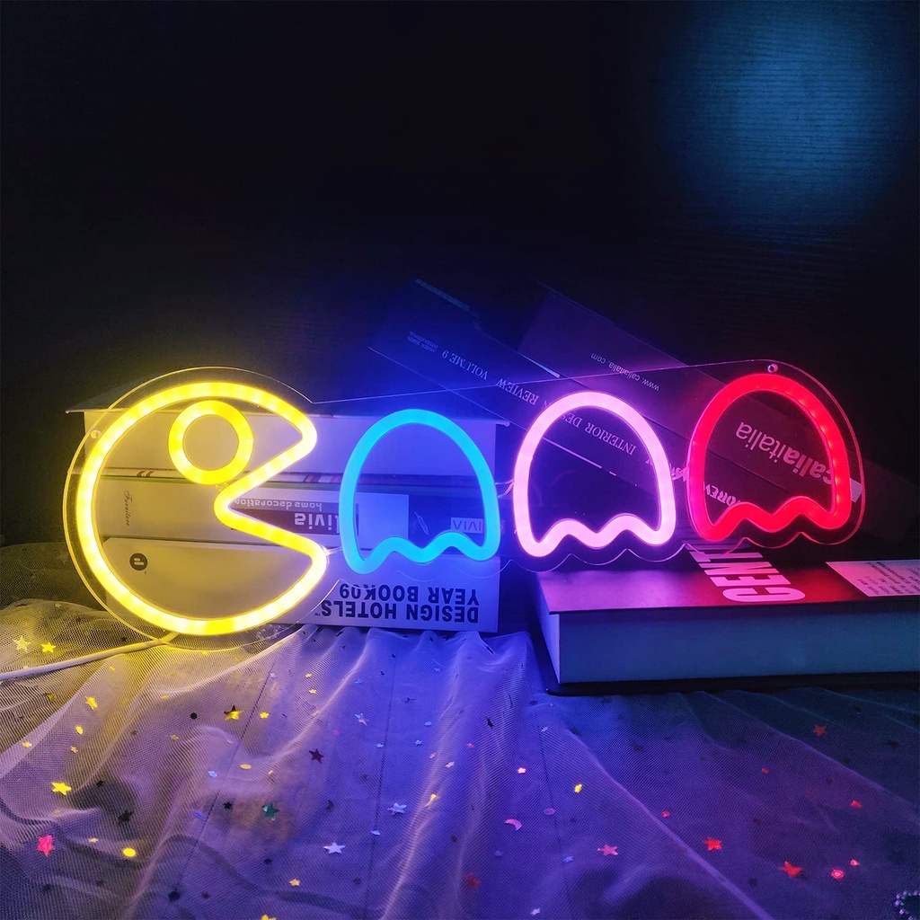 Đèn trang trí led neon sign hình PACMAN, Quà tặng cực chất