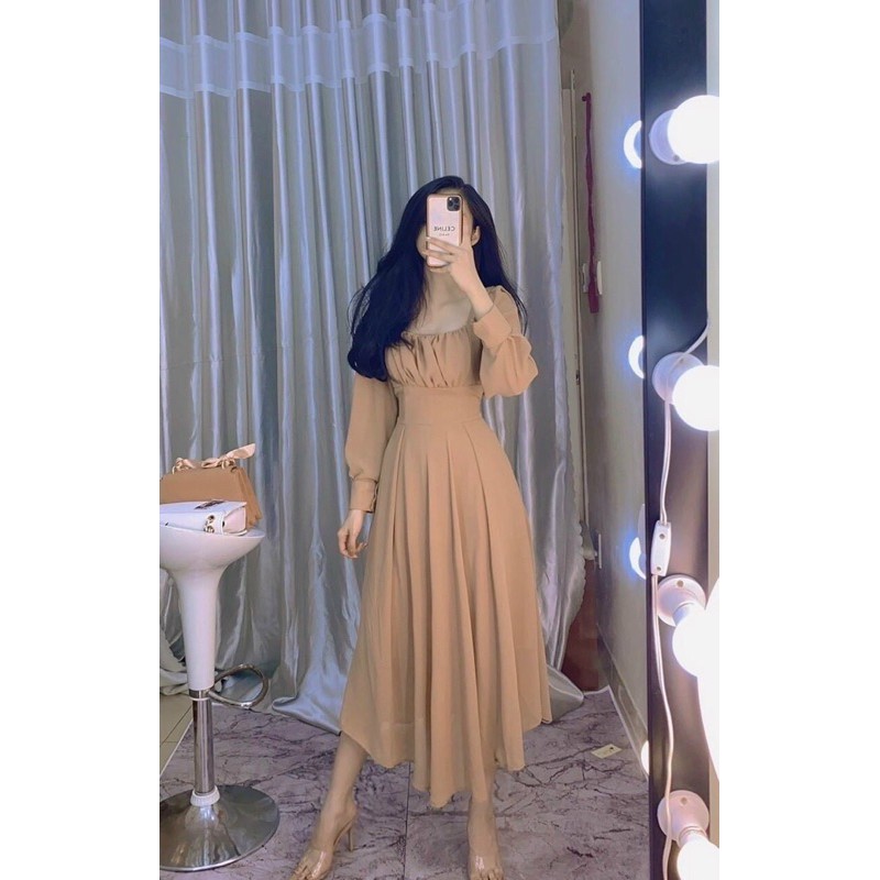 ĐẦM MAXI CỔ VUÔNG DÁNG XOÈ