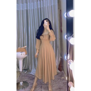 Đầm maxi cổ vuông dáng xoè