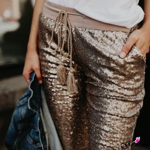 Quần legging lưng cao đính sequin lấp lánh thời trang dành cho nữ | BigBuy360 - bigbuy360.vn