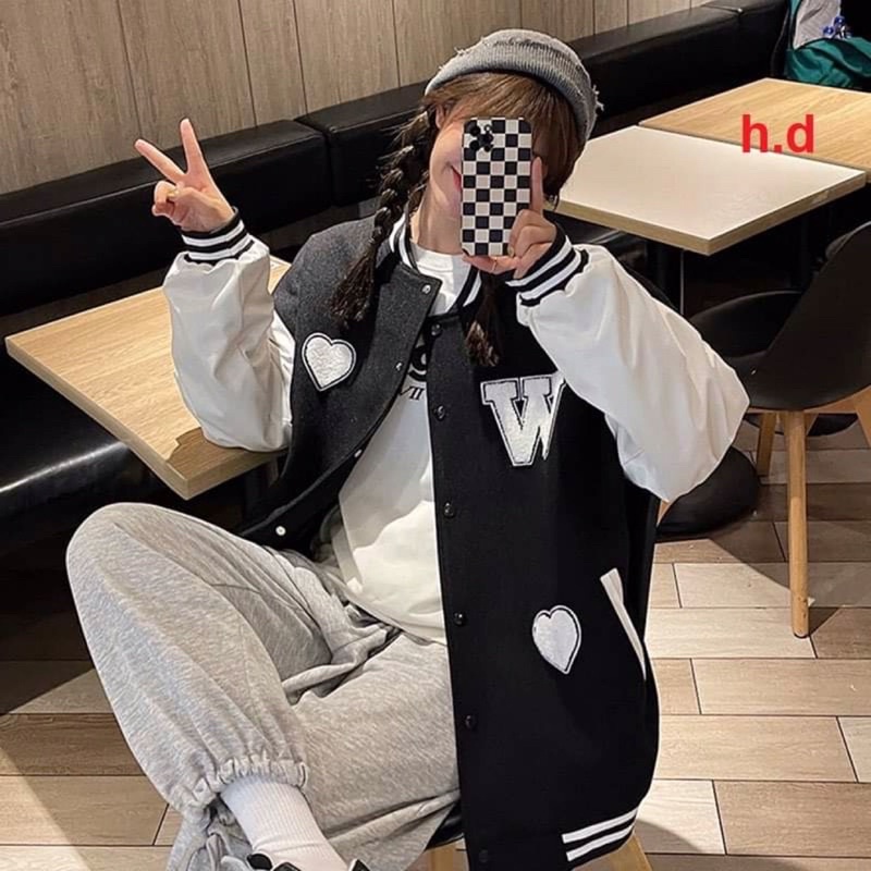 áo gió aoa bomber W trái tim tay trắng giá rẻ nhất thị trường