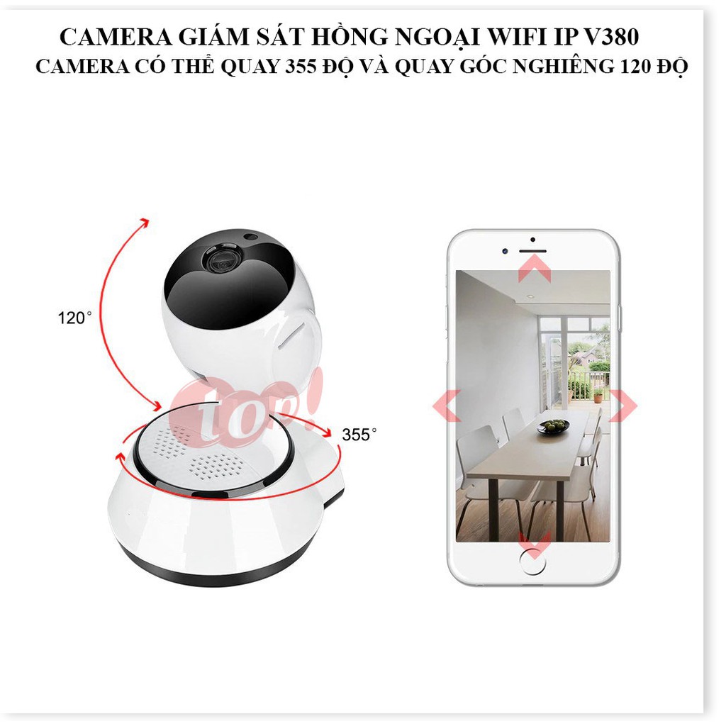 Camera Đàm Thoại 2 Chiều V380 ✔Chính Hãng✔️ Kết nối không dây qua điện thoại, Đàm thoại 2 chiều, Xoay 360.