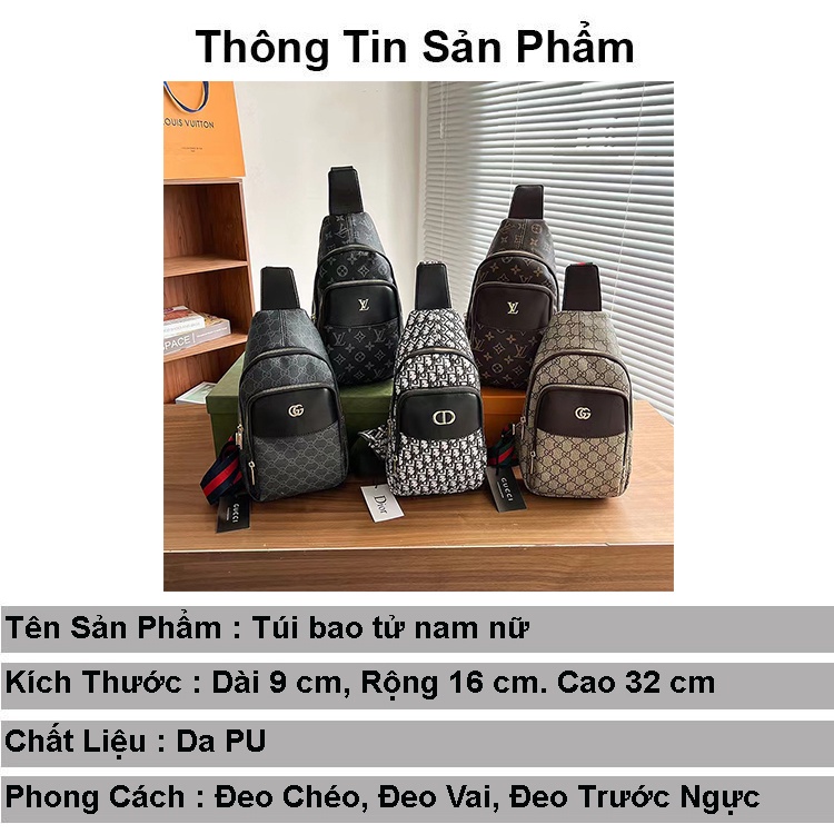 Túi bao tử nam nữ lv cao cấp đẹp RIKY túi đeo chéo nam nữ da pu thời trang unisex
