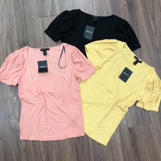 ÁO THUN CỔ U TAY CON F21