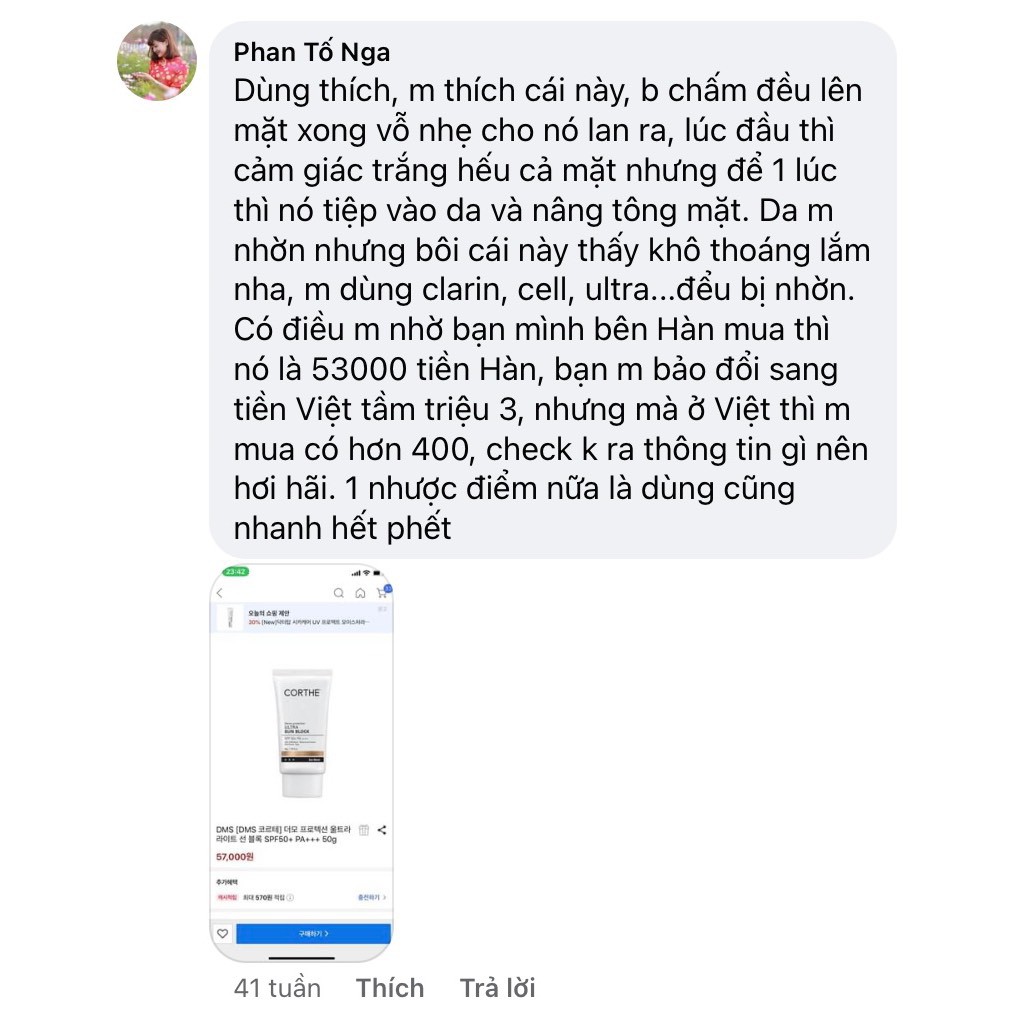 Kem Chống Nắng Corthe Ultra Sun Block SPF50+ PA+++