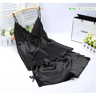 Bộ Đồ Ngủ Nữ Phi Lụa 2 Dây Phối Ren CDAN07