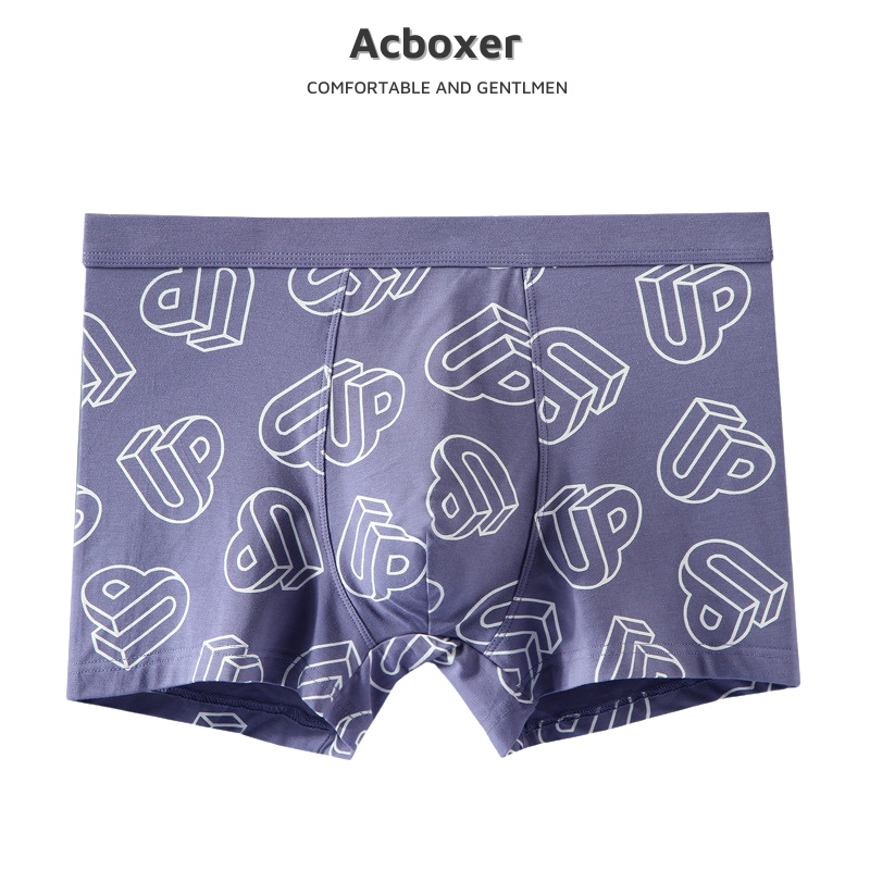 Quần boxer, sịp đùi nam co dãn thoáng khí họa tiết chữ 3D đủ size 45-90kg ACX07