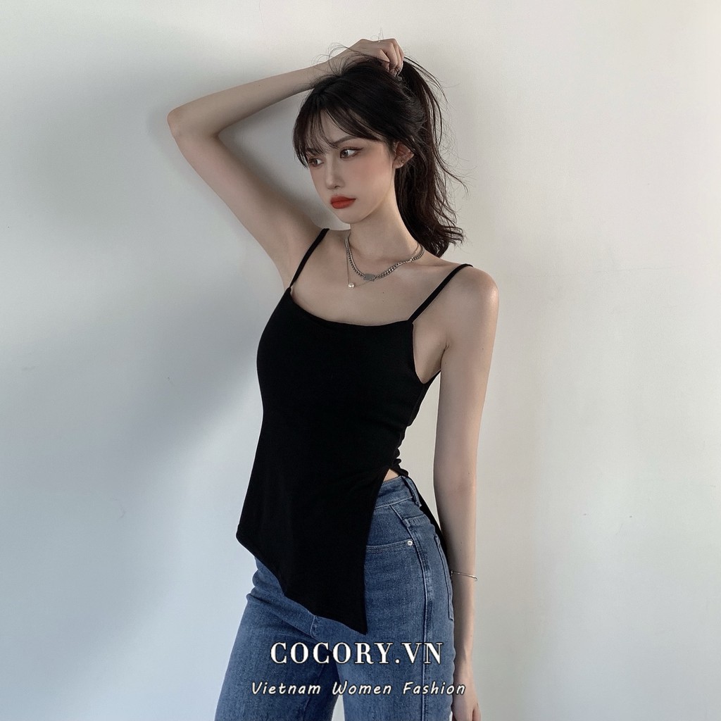 Cocory vn Thời Trang Áo Nữ Màu Trơn Có Đệm Ngực Gợi Cảm