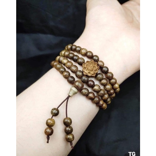 Vòng tay trầm hương mix sen chuỗi tràng 108 hạt cao cấp