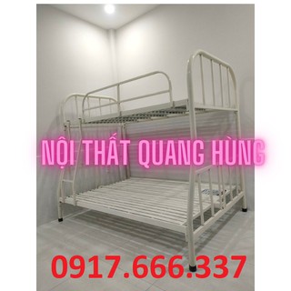 Giường sắt 2 tầng lệch giá rẻ - tầng trên 1m tầng dưới 1m2 - giao hàng lắp ráp miễn phí