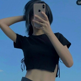 Áo thun kiểu nữ croptop cột dây hai bên hông