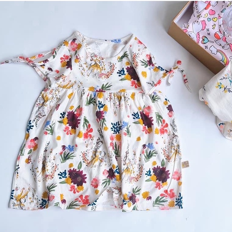 Váy thun cotton họa tiết bé gái MINTSCLOSET Mint's Closet cổ tròn nhiều màu mặc nhà 1 2 3 4 5 tuổi - GV0034