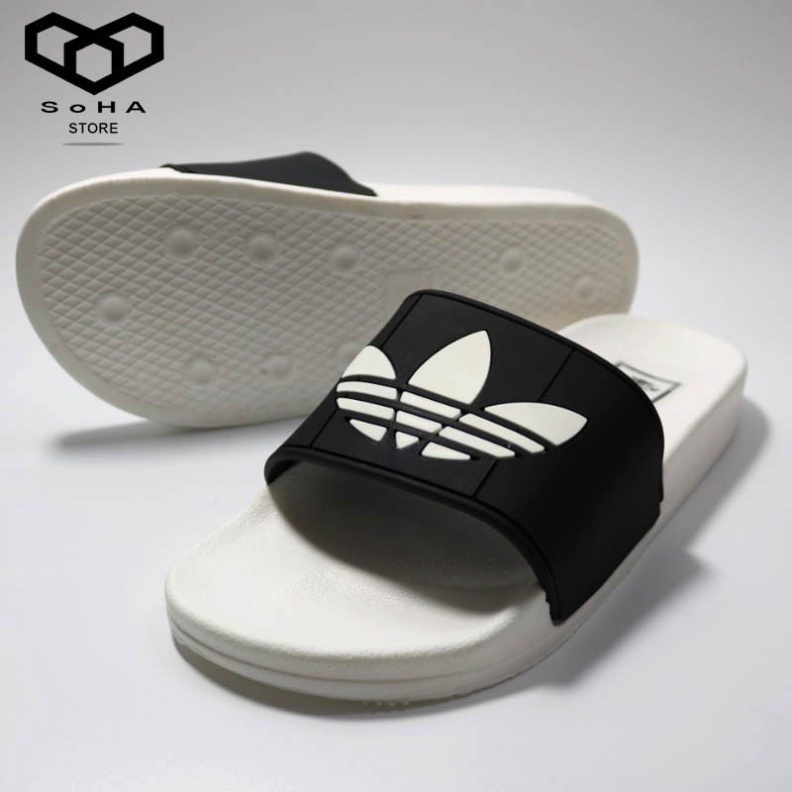 Dép Nam Quai Ngang Thời Trang Hottrend. Adidas Họa Tiết 3 Lá Đế Đen