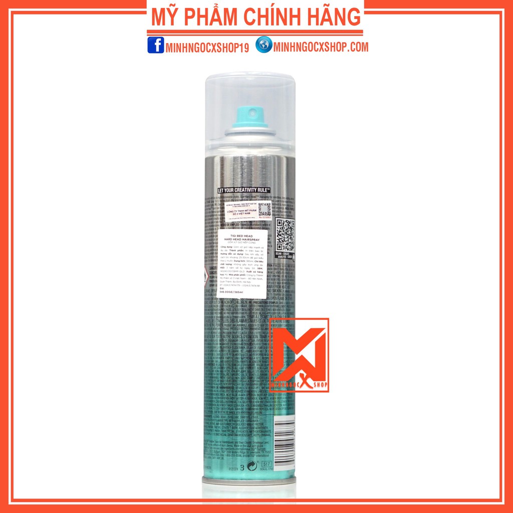 Gôm xịt giữ nếp cứng TIGI HARD HEAD 385ml chính hãng