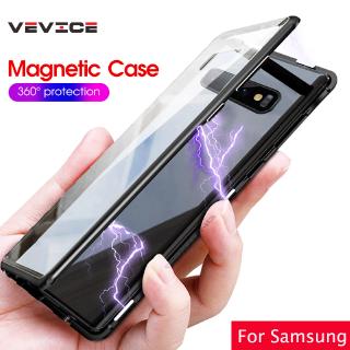 Ốp lưng kim loại từ tính mặt kính cường lực sang trọng chống sốc dành cho Samsung Gal